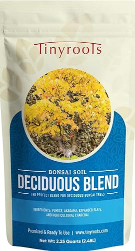 Suelo de árbol, mezcla para bonsái de hoja caduca, de 1.9 l, mantillo 100 % orgánico de la marca Tinyroots, formulado para arce japonés, carpe,