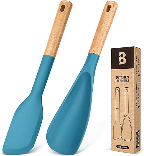 Cuchara de cocina y raspador para utensilios de cocina antiadherentes, ideal para cocinar y servir silicona mate duradera sin BPA, cuchara