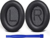 SoloWIT Replacement Earpads Cushions for Bose QuietComfort 35 (QC35) & Quiet Comfort 35 II (QC35 ii) Headphones, Ear Pads with Softer Leather, Noise Isolation Foam, Added Thickness (Black)