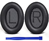 SoloWIT Replacement Earpads Cushions for Bose QuietComfort 35 (QC35) & Quiet Comfort 35 II (QC35 ii) Headphones, Ear Pads with Softer Leather, Noise Isolation Foam, Added Thickness (Black)
