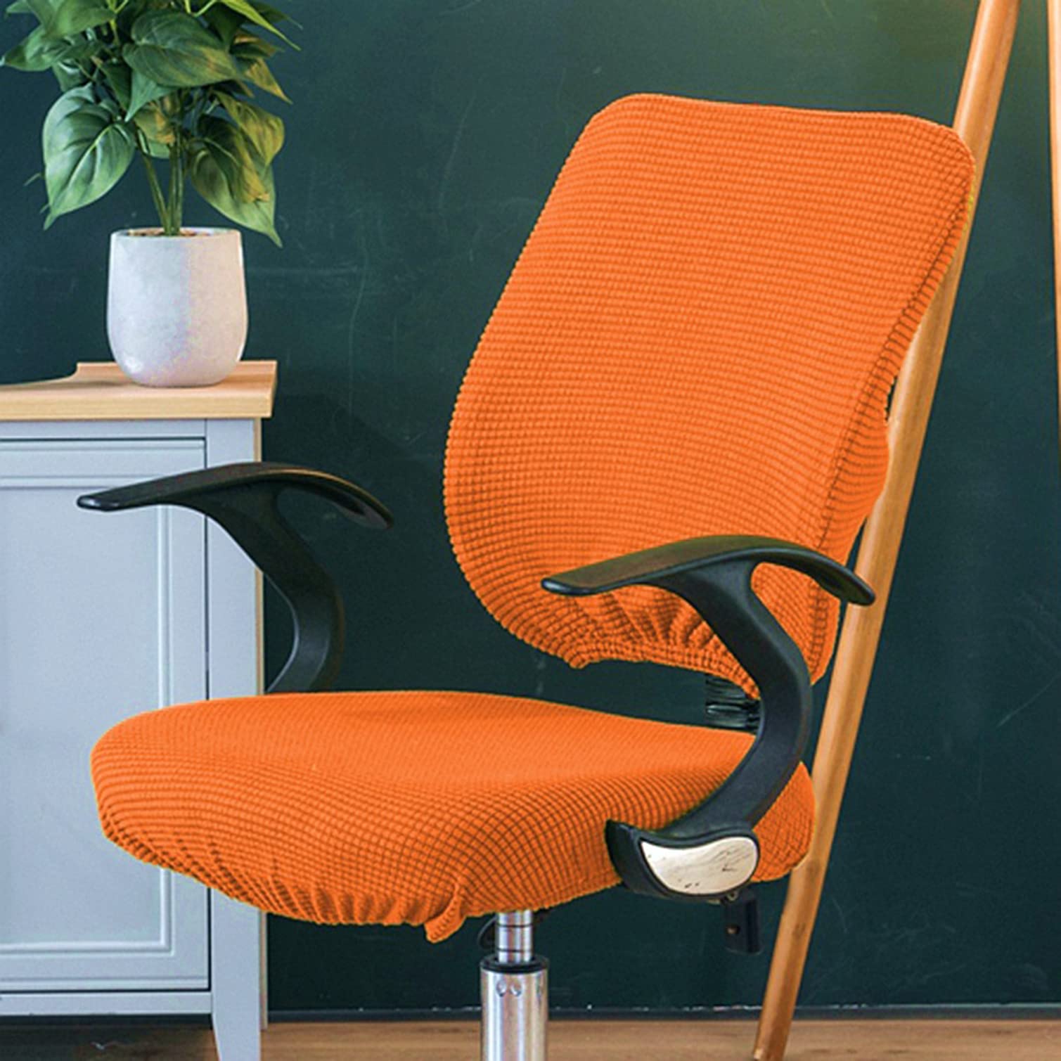 YOPOIY Stretchable Computer Chair Slipcover, Universal Office Chair Cover with Elastic Bottom Rotating Chair Slipcovers Spandex Chair Protector Cover for Home, Office and Executive -orange-One size