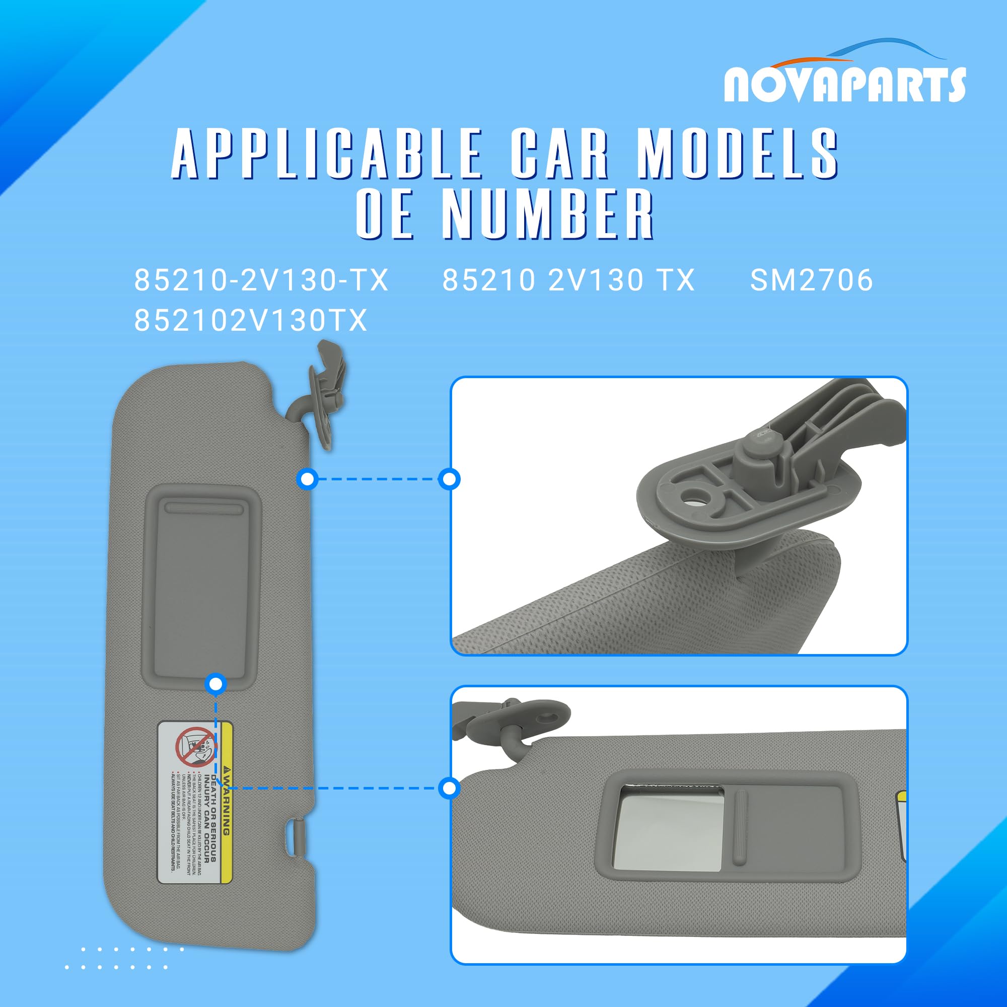 For 2012-2015 Hyundai Veloster Left Driver Side Sun Visor With Mirror