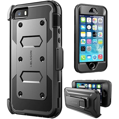 i-Blason ArmorBox Case for iPhone 5s – Black Full-Body Rugged Bumper Cover...