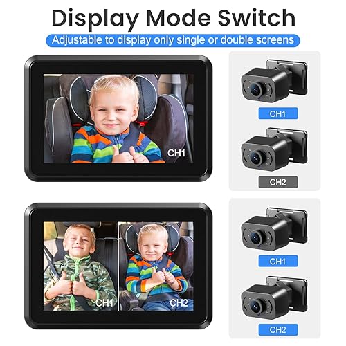 Miniatura 9 de Espejo Itomoro para asiento trasero de bebé cámara HD con función de visión nocturna soporte de ventosa reutilizable visión amplia encendedor de