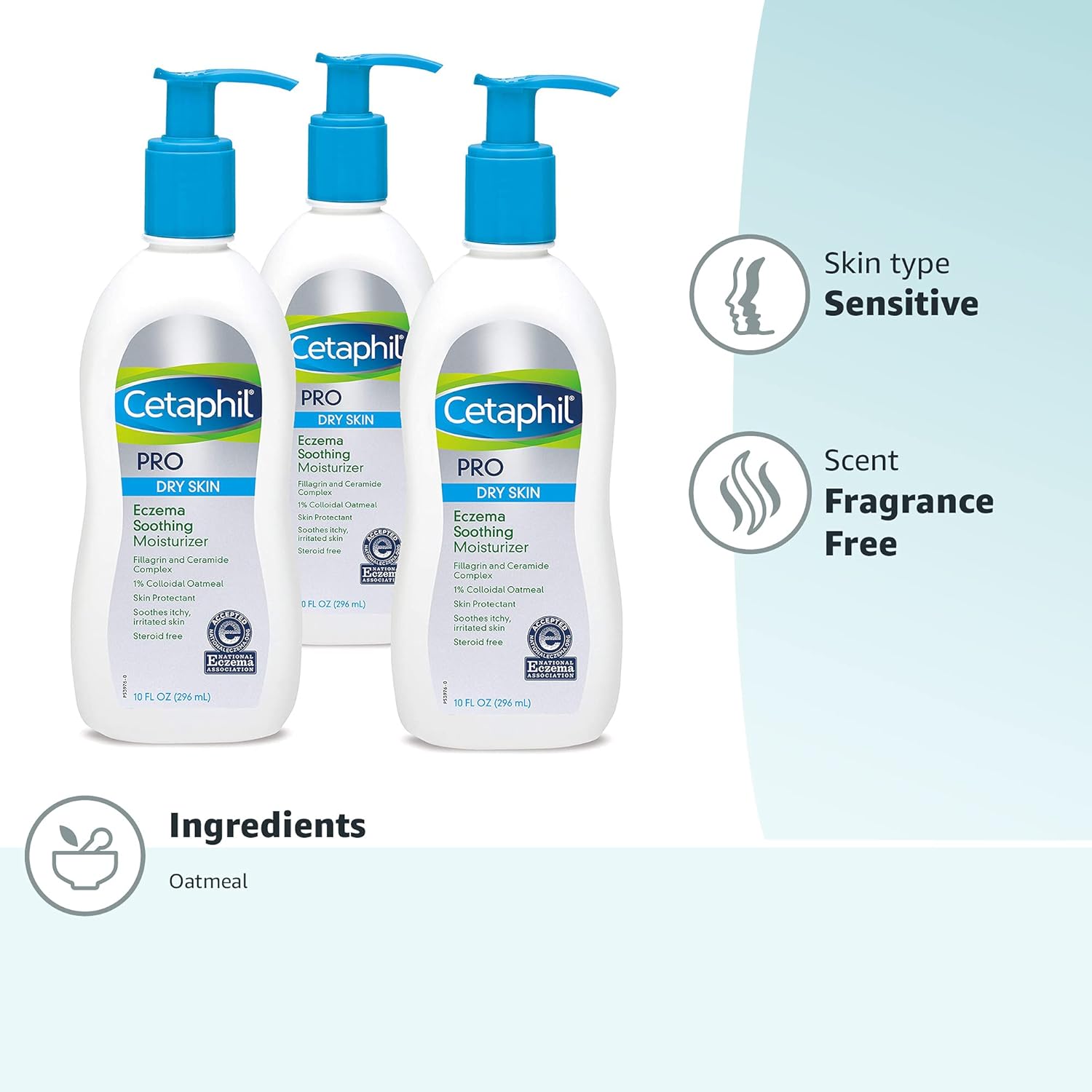 RESTORADERM Itch Control Moisturizing Lotion, 10 fl oz (Pack of 3), Soothes Dry, Irritated, Eczema Prone Skin, No Added Fragrance, (Packaging May Vary)
