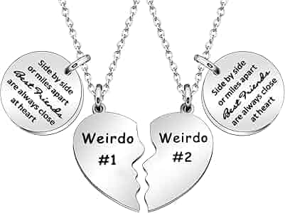 Amazon.com: Best Friends Necklace Gift,2pcs Heart Pendant