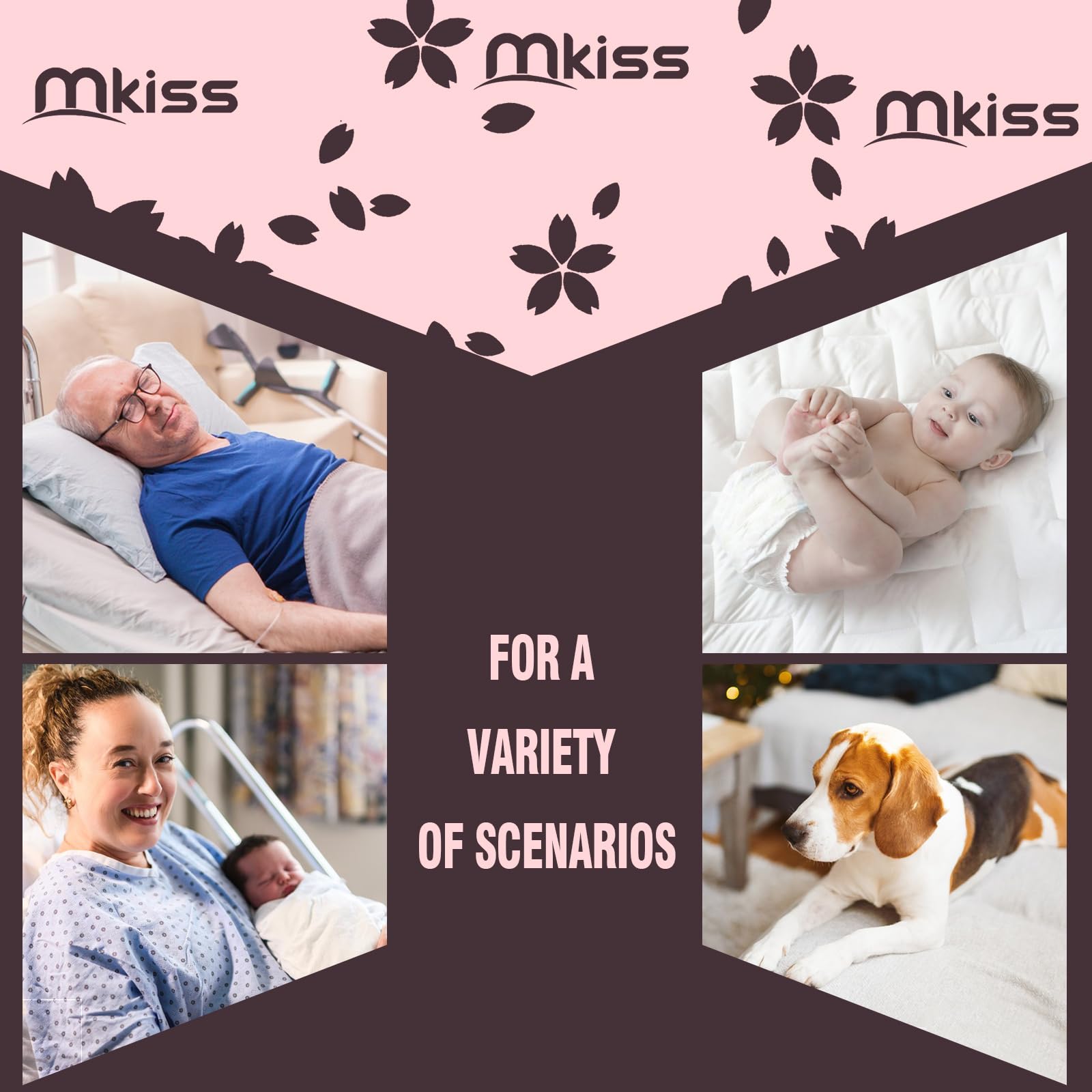 MKISS Almohadillas resistentes para incontinencia, 30 x 36 pulgadas, 50 almohadillas desechables ultra absorbentes, almohadillas de mandril resistentes a desgarros para adultos, niños, ancianos y