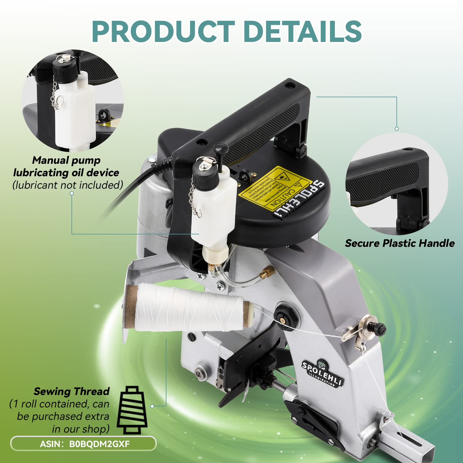 Machine à coudre closer stitcher Spolehli Machine à coudre électrique pour fermer les sacs Machine à coudre portable pour sacs Epaisseur 8mm Convient pour les sacs / sacs tissés / sacs de riz
