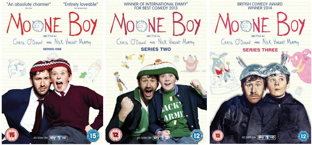 Moone Boy 1-3 Complete Series 1, 2, 3 DVD Collection + Extras: Out Takes, Deleted/extended scenes, Moone sketches, Official trailer, special glimpse behind the scenes. Photo Gallery, Behind The Moone - Making of Documentary