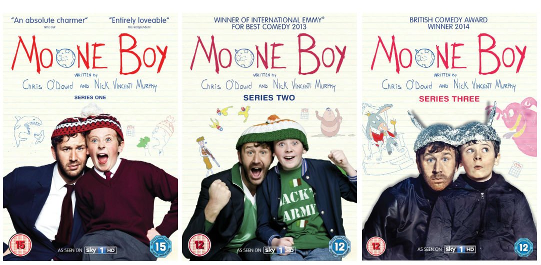 Moone Boy 1-3 Complete Series 1, 2, 3 DVD Collection + Extras: Out Takes, Deleted/extended scenes, Moone sketches, Official trailer, special glimpse behind the scenes. Photo Gallery, Behind The Moone - Making of Documentary