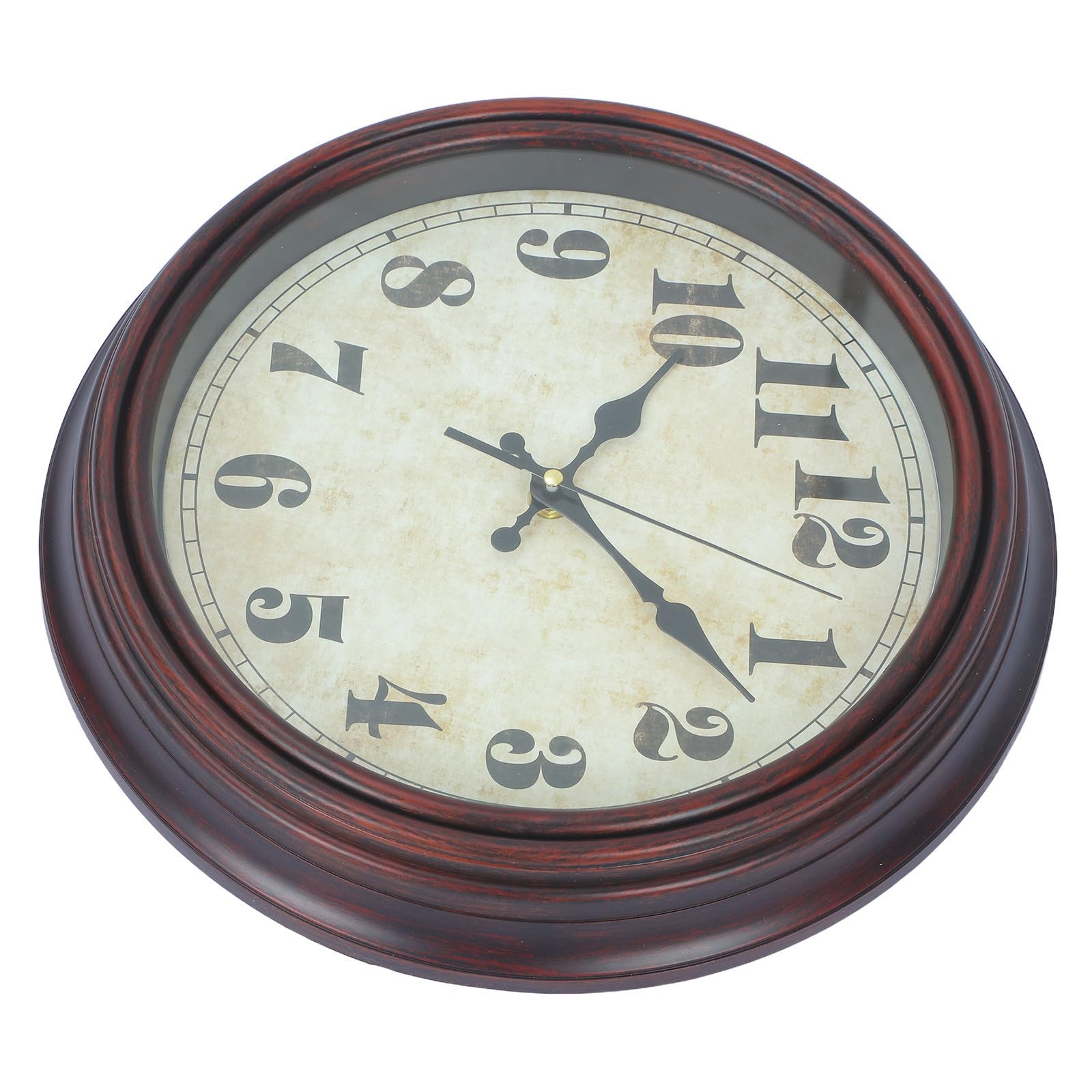 Reloj de Pared Vintage, Reloj de Pared de Cuarzo, 12 Pulgadas, Redondo, Silencioso sin Ruido, Números Clásicos de Alta Visibilidad, de Plástico y Electrónica, para Salón