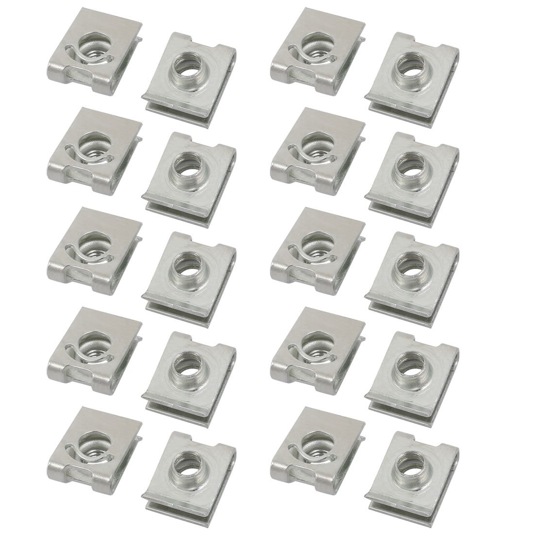 Aexit M6 19mmx14mm Home hardware Iron Extruded U Nut Clip Silver Tone 20pcs Model:67as566qo441