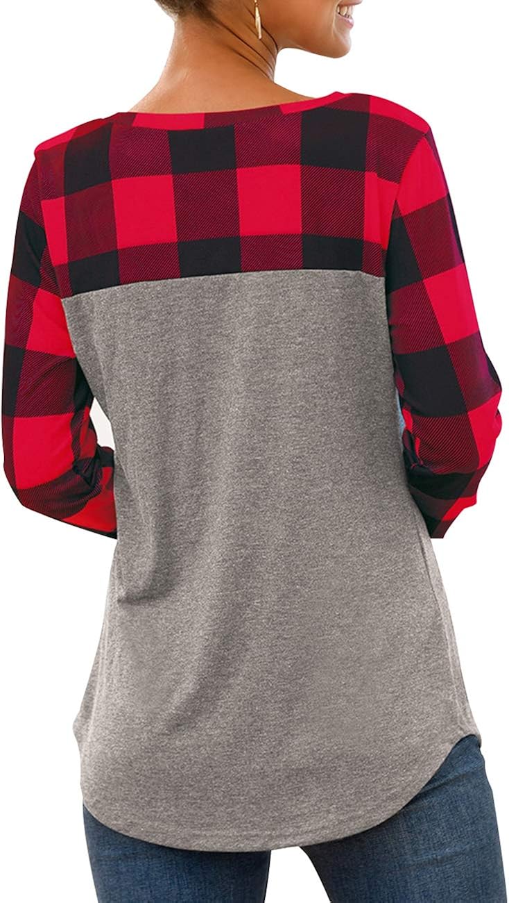 Miskely Women's Casual Color Block Long Sleeve Pullover Blouse with Front Pocket Lightweight T Shirt : Toys & Games