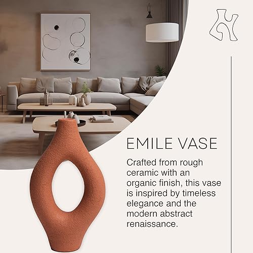 Miniatura 2 de Villa Moda Emile Abstract - Jarrón decorativo orgánico moderno, mediano, terracota