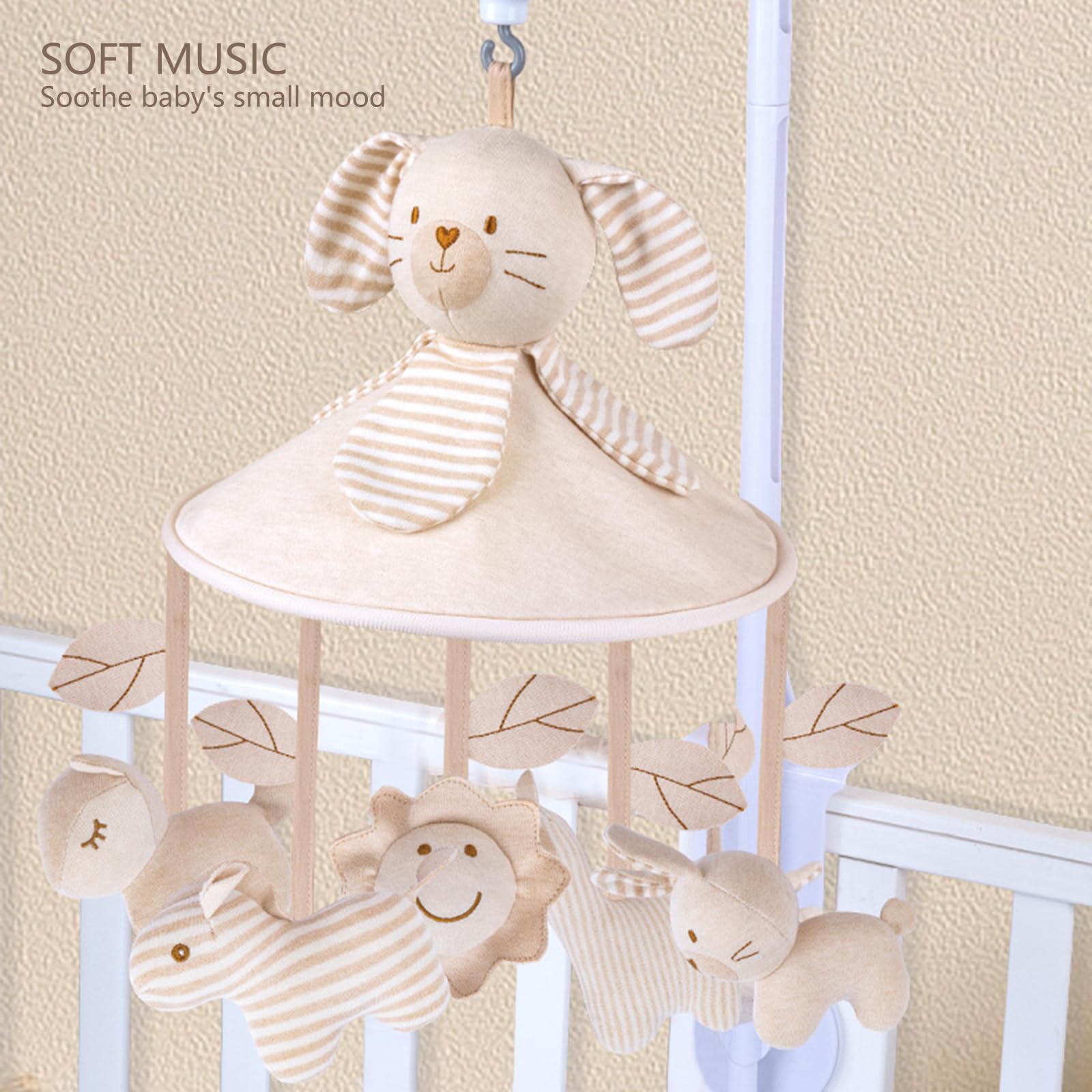 Colgante móvil para cuna, juguete para decoración de guardería, caja de música, seguimiento visual y desarrollo auditivo sensorial, campanas de cama para recién nacidos, móvil musical para el