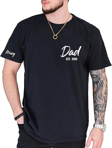 Miniatura 1 de Personalized Dad Shirt with Kids Names on Arm, Custom Dad Tshirt, Est 2024 Daddy T Shirt, Gift for Father's Day, Birthday Gift for Dad from Daughter