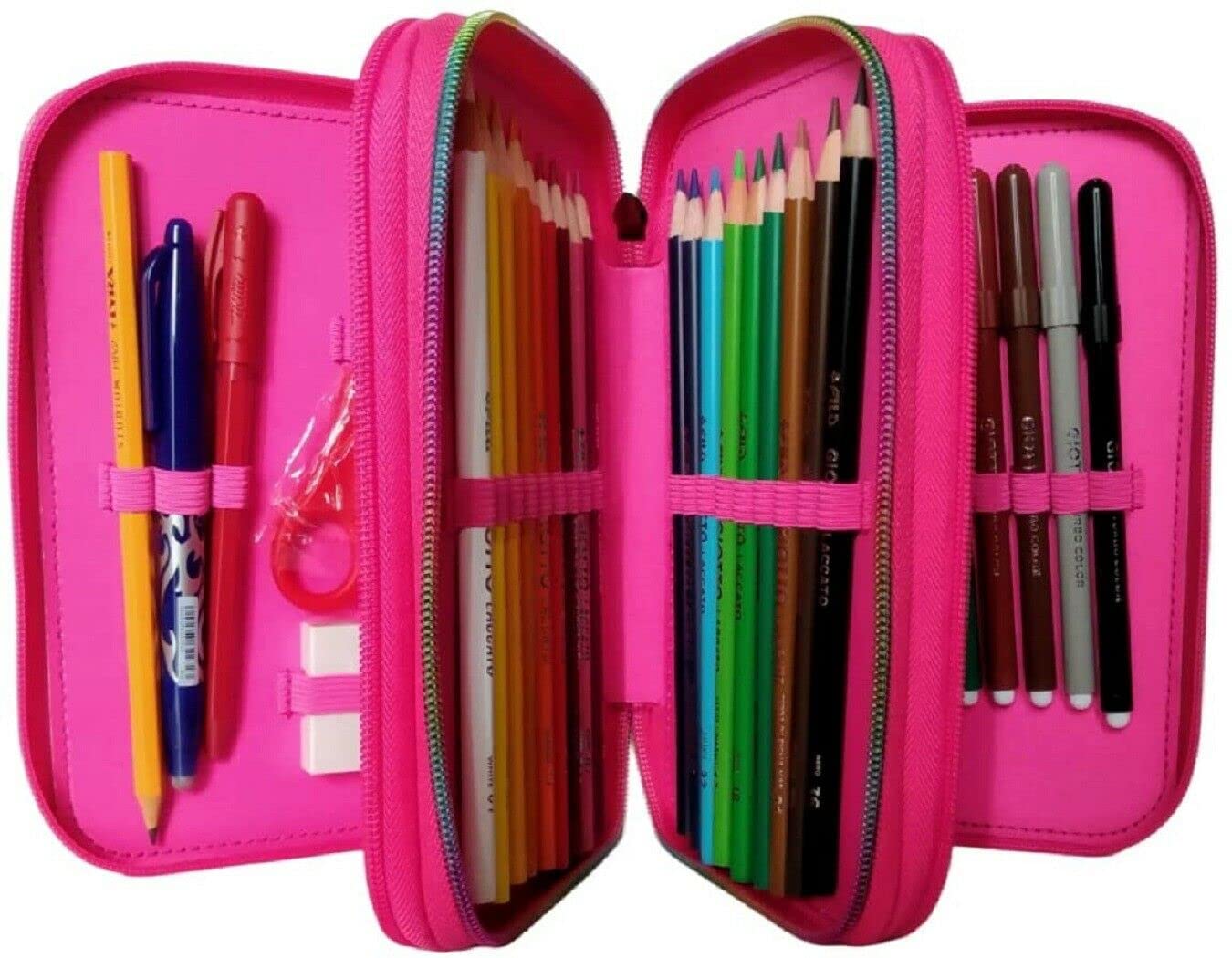 Schoolpack Zaino Rainbow High Estensibile 40x29x14 cm + Astuccio 3 Zip Completo + Portachiavi Paillettes e Braccialetto Amicizia in Omaggio