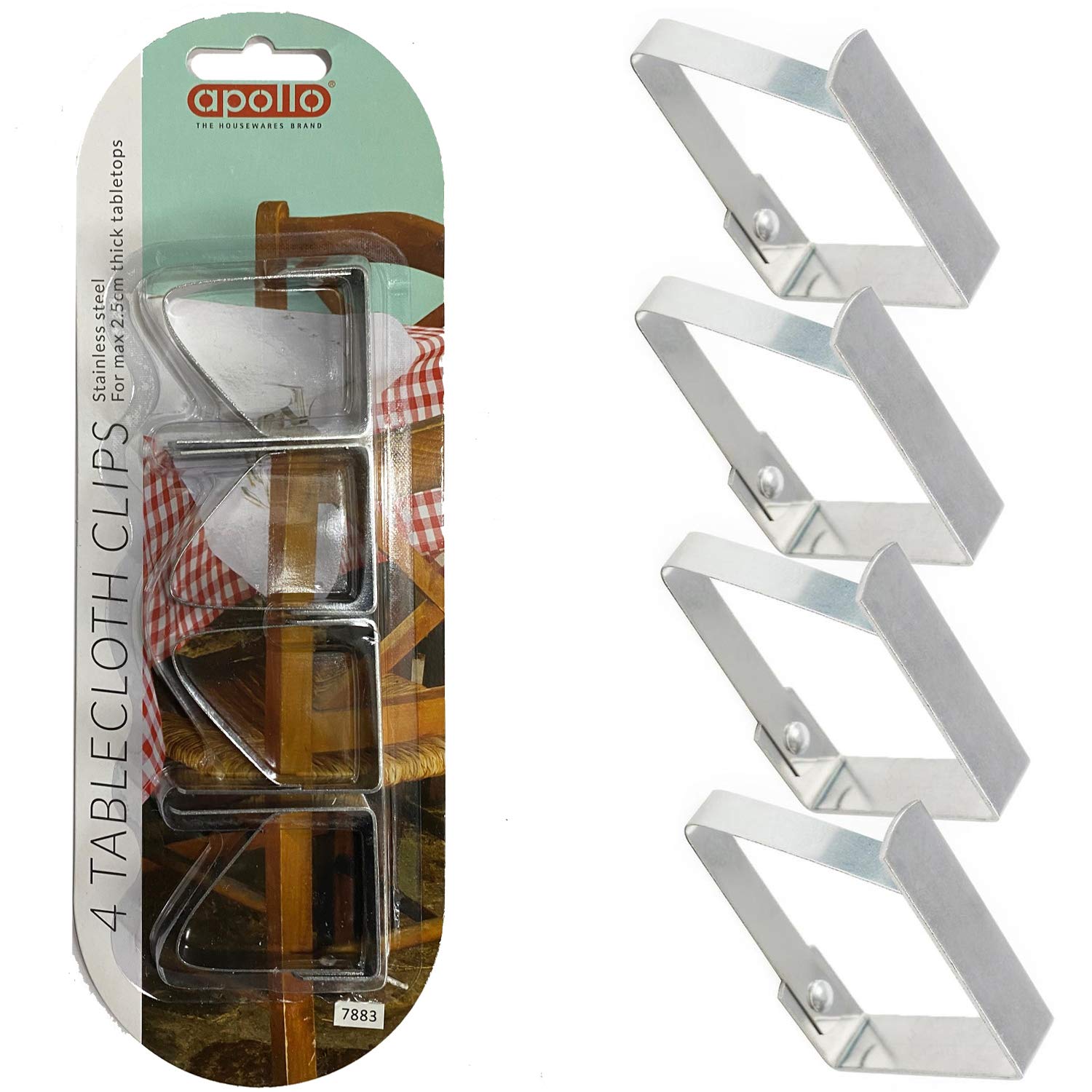 APOLLO Tablecloth Clips Pk4, Multi-Colour, 18x6x1.4