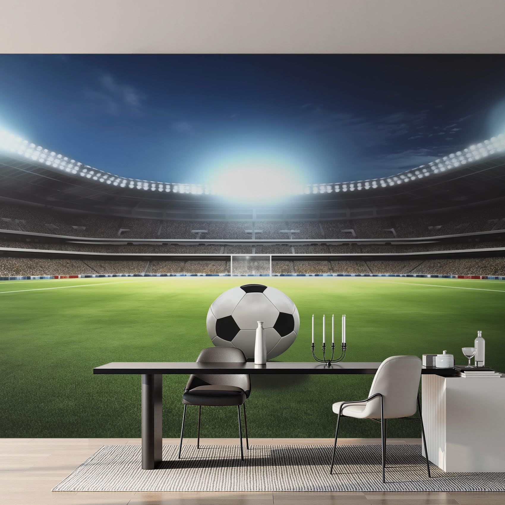 Papier peint intissé terrain de football grand format pour décorer facilement un mur