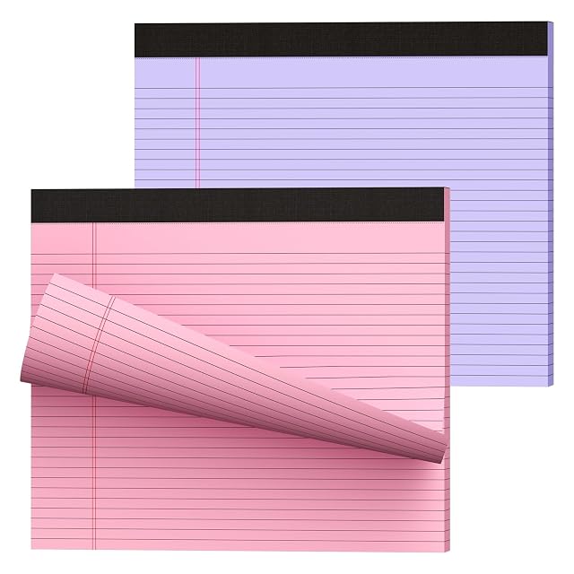 11 x 9 5 Legal Pads College Ruled Notepad 2 Pack Pink Purple Colored Note Pads 30 Sheets