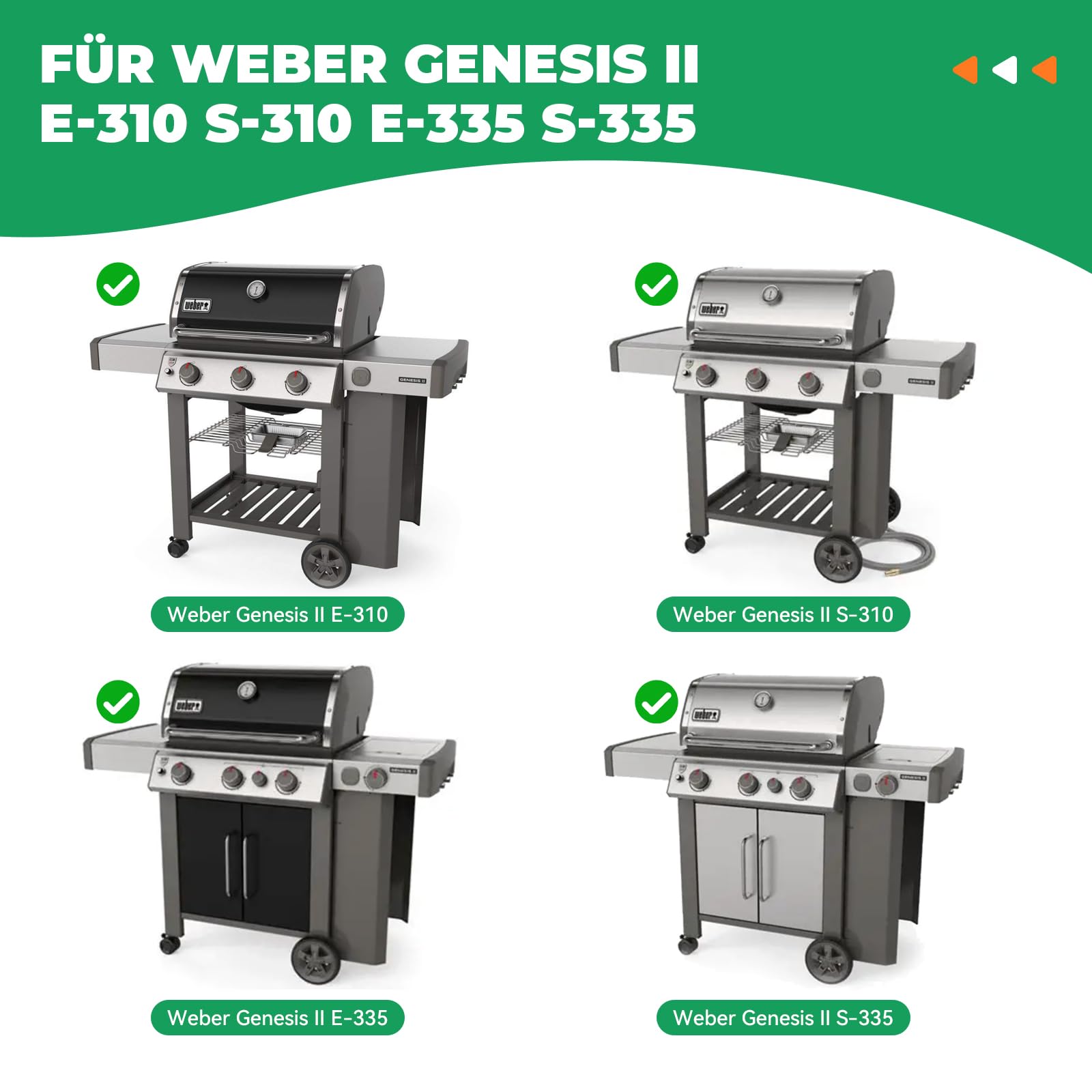 WELL GRILL Ruszt do grillowania ze stali nierdzewnej, 47,6 cm, z okrągłymi, wbudowanymi akcesoriami do grilla gazowego Weber Genesis II i II LX 300, Genesis II E310, S310, E335, E315, E340, S340
