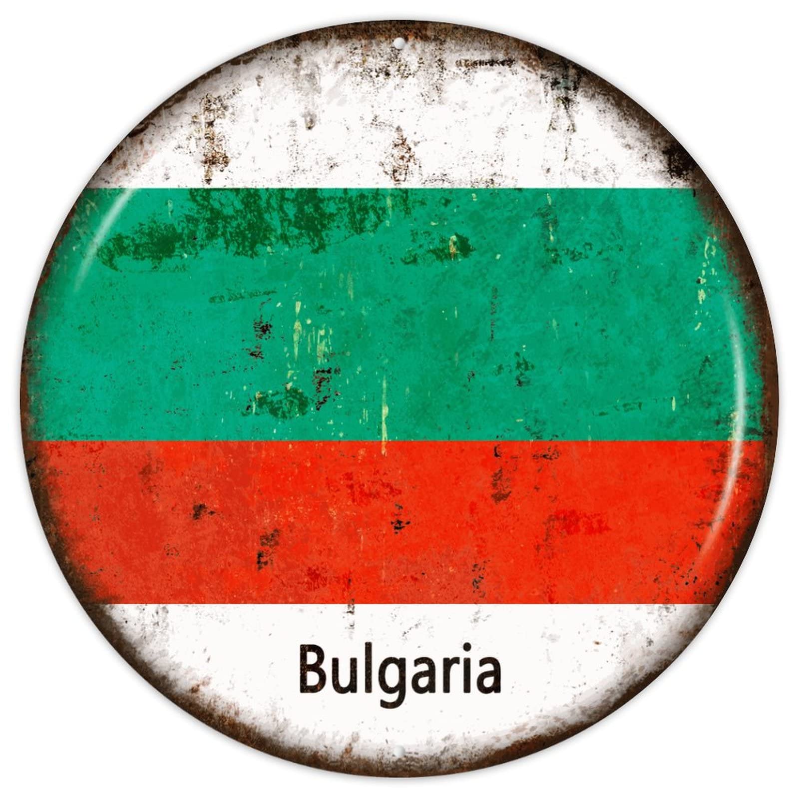 Cowkisssign Bulgaria Vintage Metal Wall Decor Bulgaria Flag Metal Plaque Tin Sign Country Souvenir Decor National Flag Metal Wall Sign For Living Room Bedroom Workshop 9X9in Birthday Gift