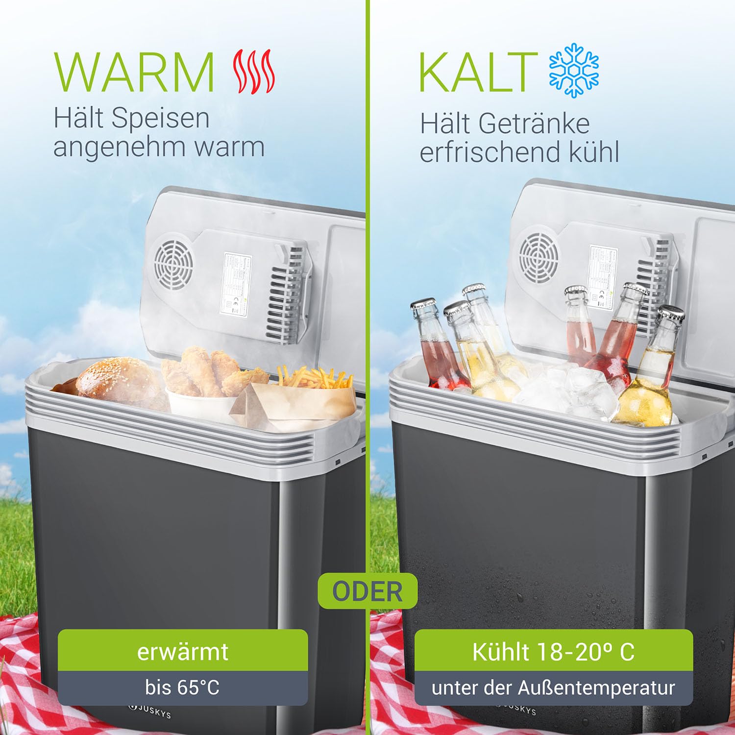 Juskys elektrische Kühlbox 24 Liter 12 V / 230 V für Auto