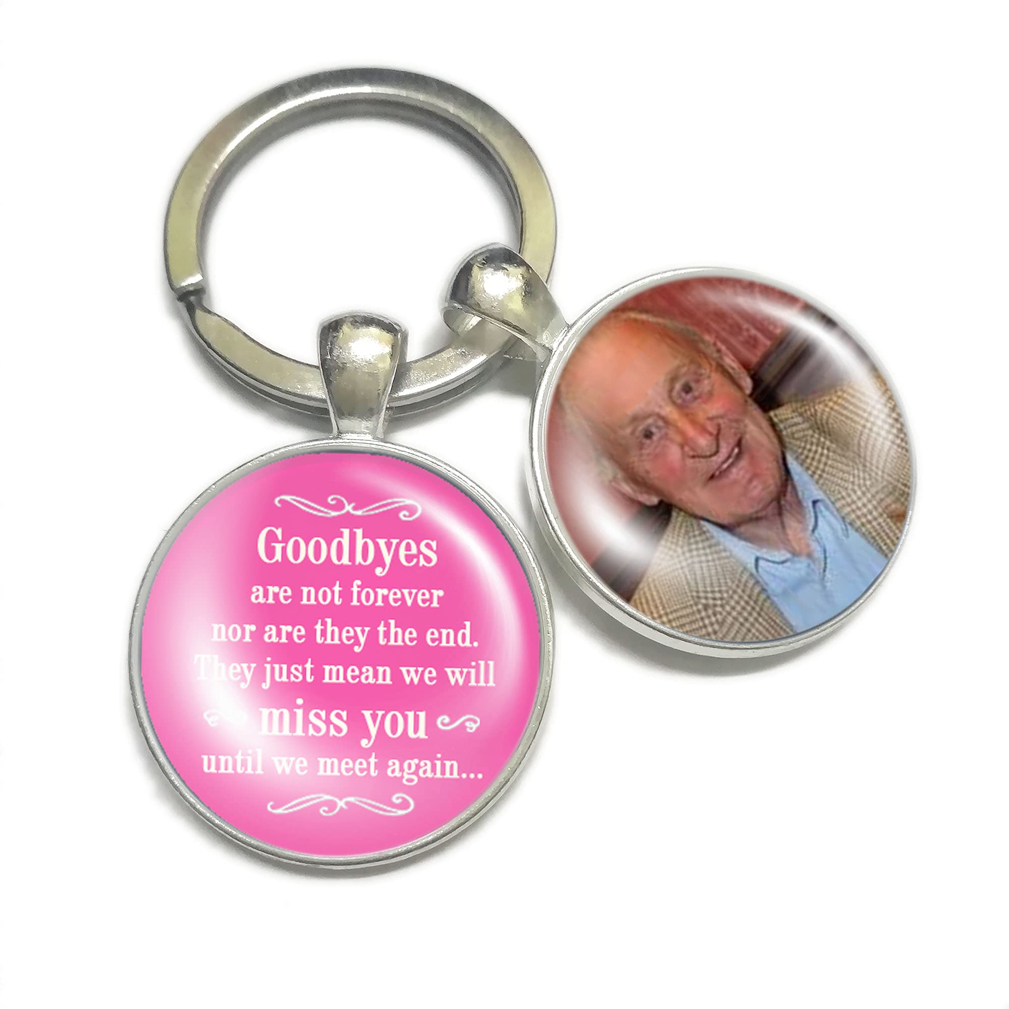 Gutegifts Pink Personalised Photo Keyring Memorial Gifts For Dad Grandad Mum Nanny Grandma Loss Love In Heaven Heart Bereavement Remembrance Poem Handmade Custom Keychain Keepsake(Pink)
