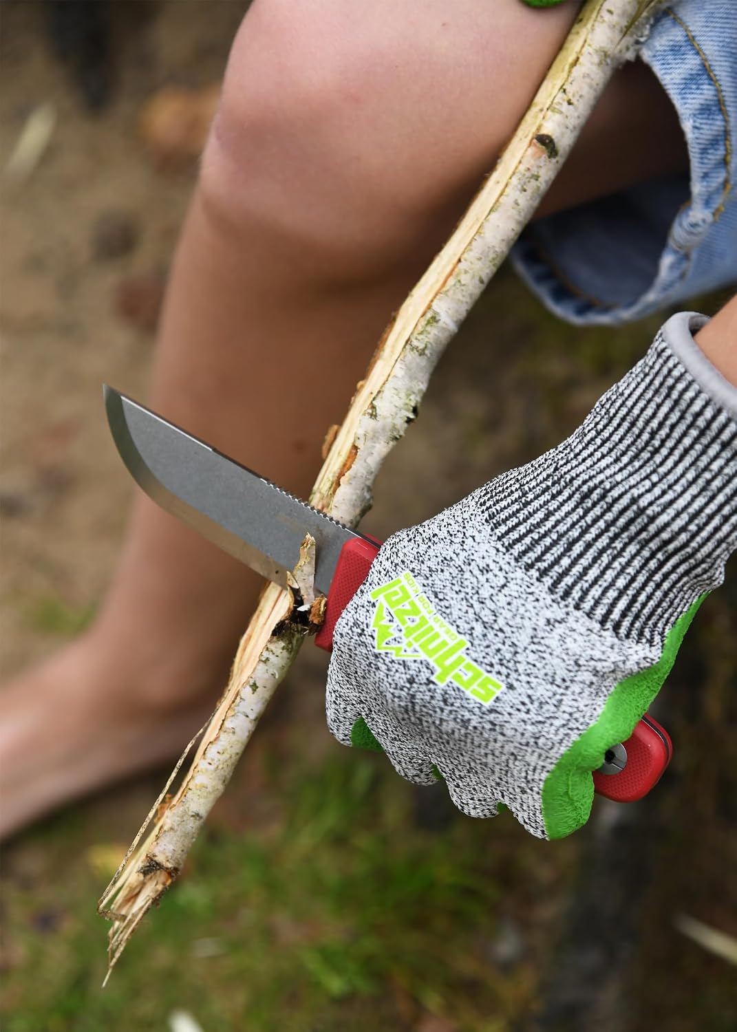 SCHNITZEL DU Kids Whittling Knife – Fixed Blade Outdoor Knife for Wood Carving and Beginners, Red