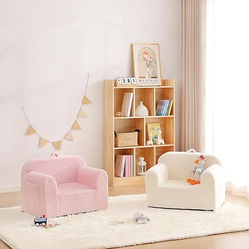 Miniatura 9 de Givjoy Silla infantil de felpa para niños, cómodo sofá para niños, tumbona para dormitorio, sofá convertible para niñas y niños, silla de lectura