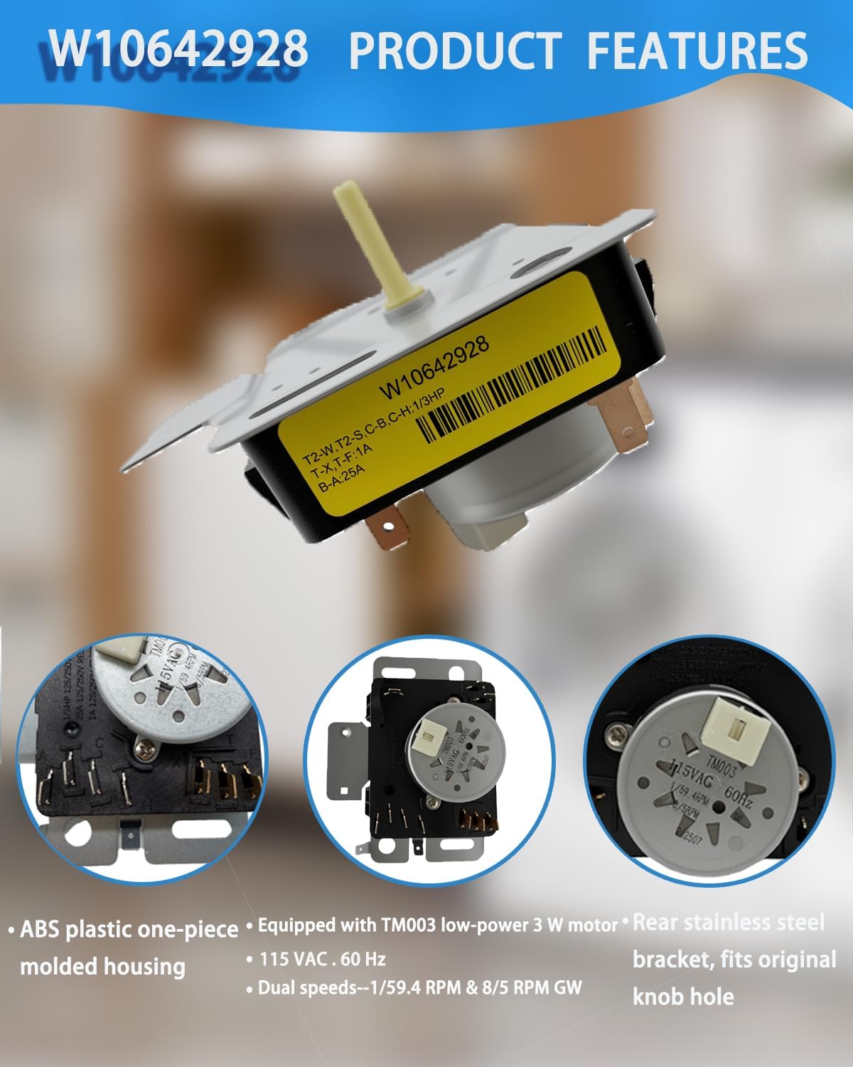 Upgraded W10642928 WPW10642928 Dryer Timer Compatible with Maytag MEDX655DW1 MEDX655DW0 MGDX655DW2 MGDX655DW0 Dryer etc. Replacement for PD00043061, 4448993, AP6023568, PS11756913, EAP11756