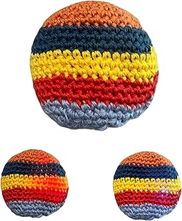 Lunch Money Rainbow Colorful Orange Navy Yellow Red Blue Striped Lightup Hacky Sack - Lights Up Red and Blue