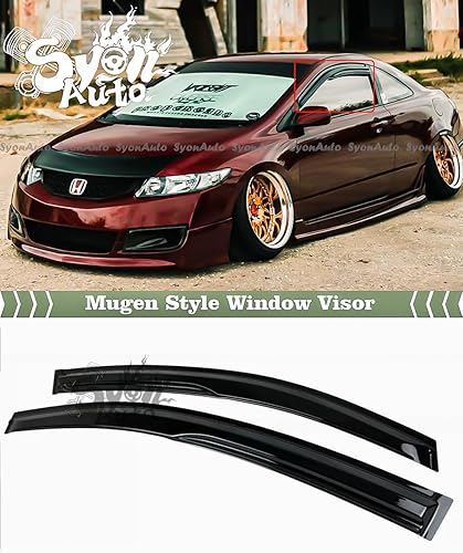 Miniatura 2 de Se adapta a Honda Civic 2DR Coupe JDM Mugen 2012-2015 estilo visera de ventana deflector de protección de lluvia