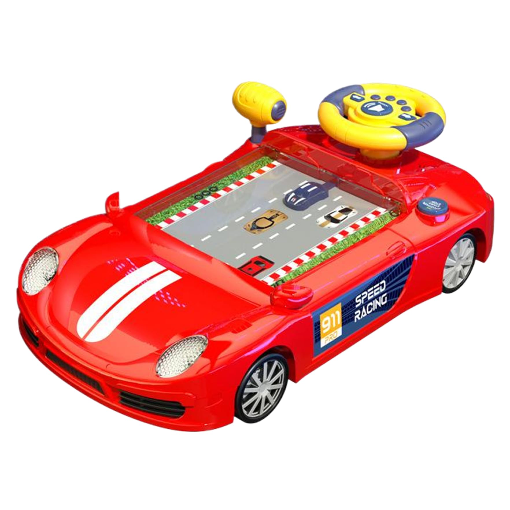 Giocattolo simulatore di Guida, Volante Elettrico con Suono e Luce, apprendimento educativo di Guida per Ragazzi e Ragazze, Senza Batteria, Rosso