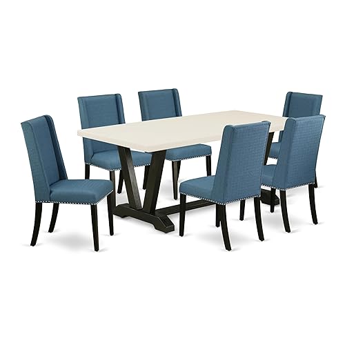 East West Furniture V627FL121-7 7 Piece Kitchen Table & Chairs