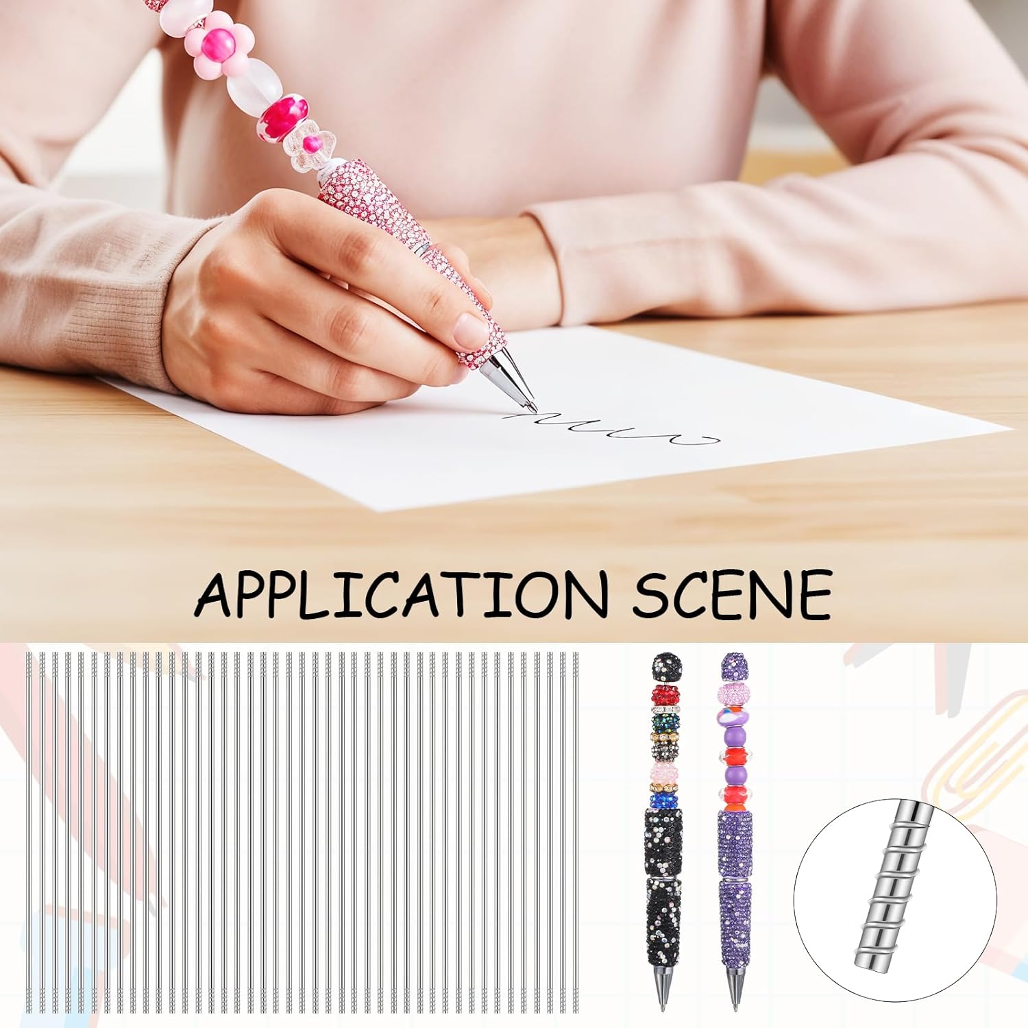300 PCS Beadable Pens DIY Metal Blank Bar, 4.6 inch Rust-Resistance Stainless Steel Beadpen Bar Extender Beaded Rods Replacement Parts for Beaded Pens Repair Craft Making Supplies