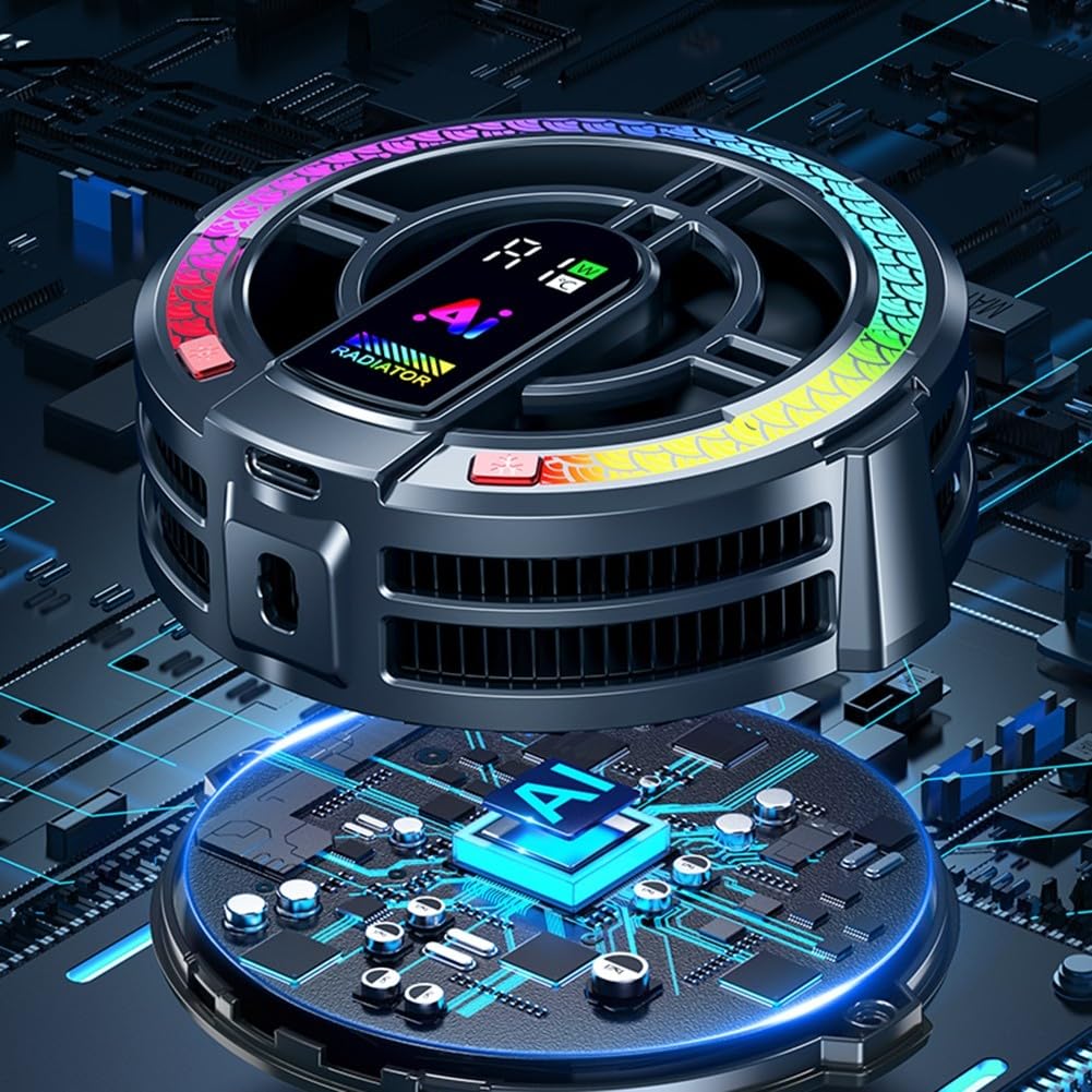 Enfriadores, ventiladores magnéticos de refrigeración para tabletas AI enfriador RGB portátil ventilador magnético de refrigeración de teléfono para juegos y transmisión