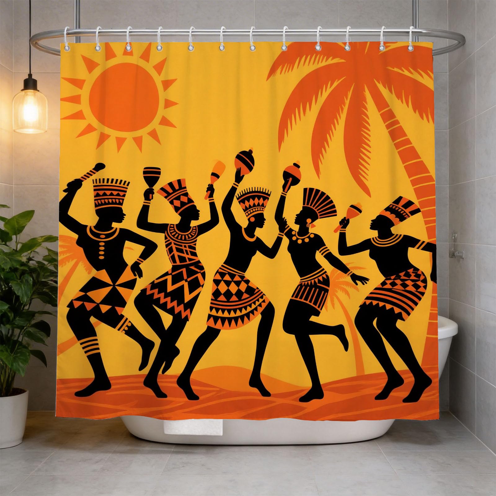 Hongduo 3D African Tribe Shower Curtain for Stalls Bathtubs Exotic Bathroom Decor Shower Curtain Set Polyester Fabric Waterproof 180x200cm/71X79 Inch with Hooks