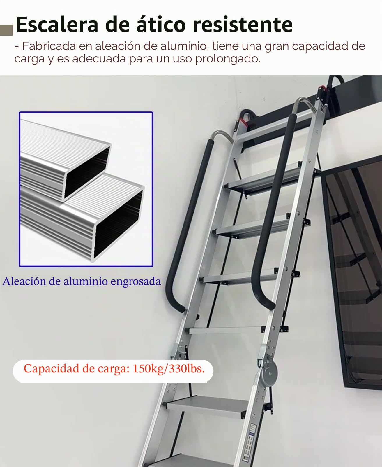 Escalera de emergencia para escape de incendios, escalera de ático plateada con ganchos para cabina, cámper, dormitorio, seguridad en el hogar y solución de escalada de incendios para balcón