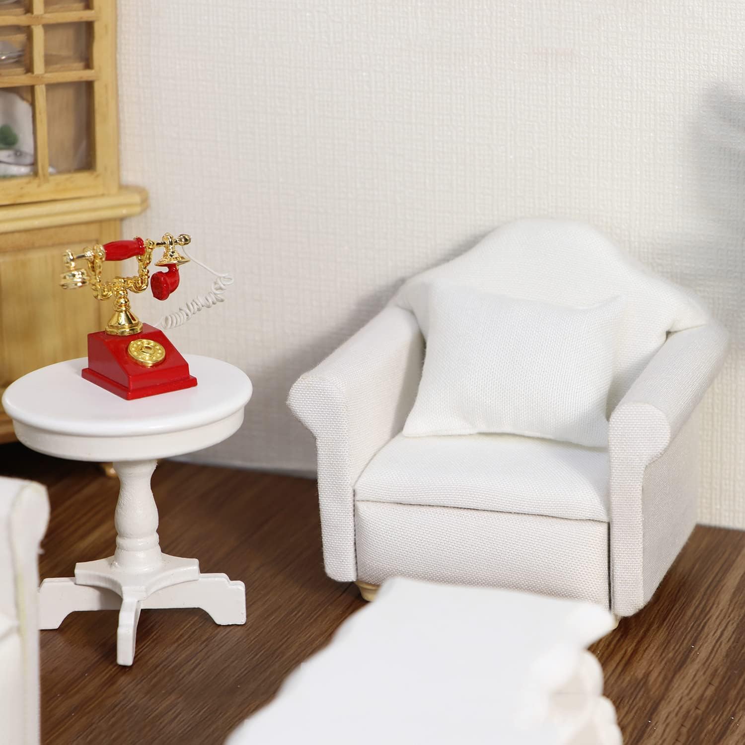 1:12 Divano per Casa delle Bambole Divano per Casa delle Bambole in Legno con Tre Cuscini Mini Decorazione per Mobili per delle per Soggiorno delle
