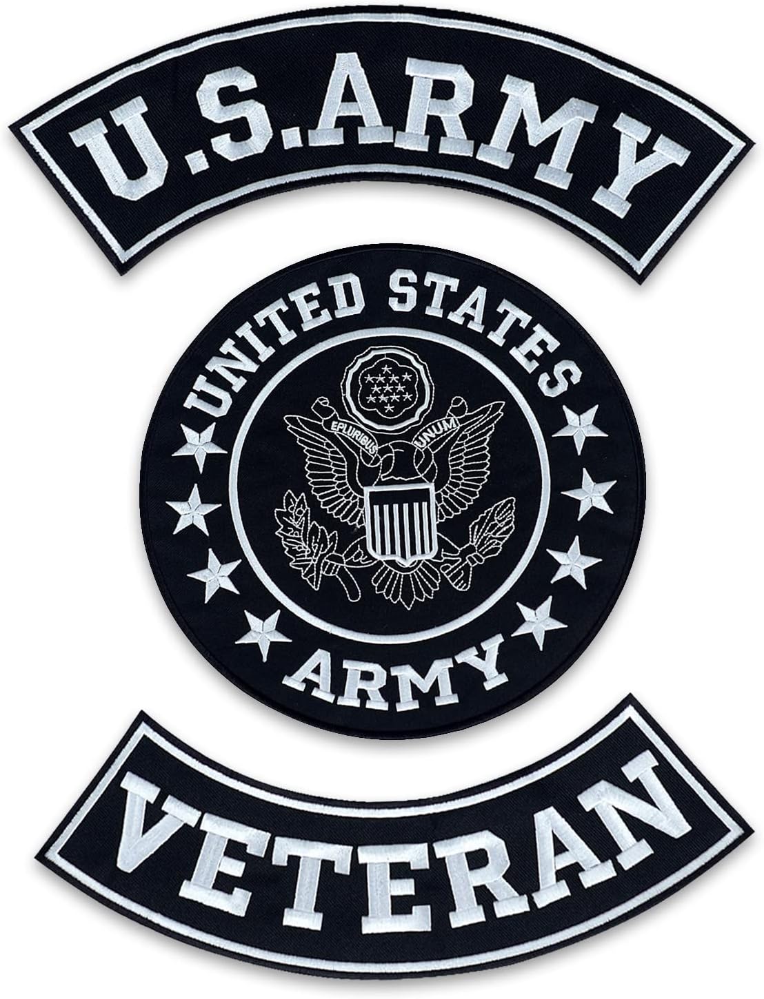 Army Veteran Patches Set for Veterans Bikers Motorcycle Jacket or Vest (RED), Large, CP100G-TR200G-BR300G