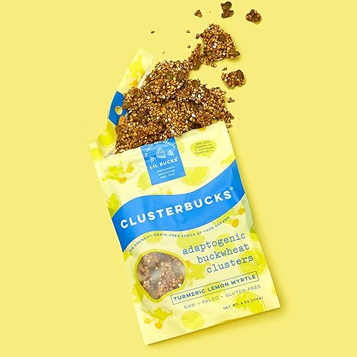 Miniatura 10 de Clusterbucks Bocadillos de granola sin granos hechos con trigo sarraceno germinado y adapttógenos, aperitivo sin gluten (garabato de níquel, 1