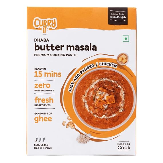 CURRYiT Ready To Cook Mini Pack Veg & Non-Veg Combo Pack Of 6 Dal Makhani,Butter Masala,Rajma,Kosha Mangsho,Kashmiri Rogan Josh, Chettinad Gravy Paste Made With Ghee (120G Each, Serves 2 Each)