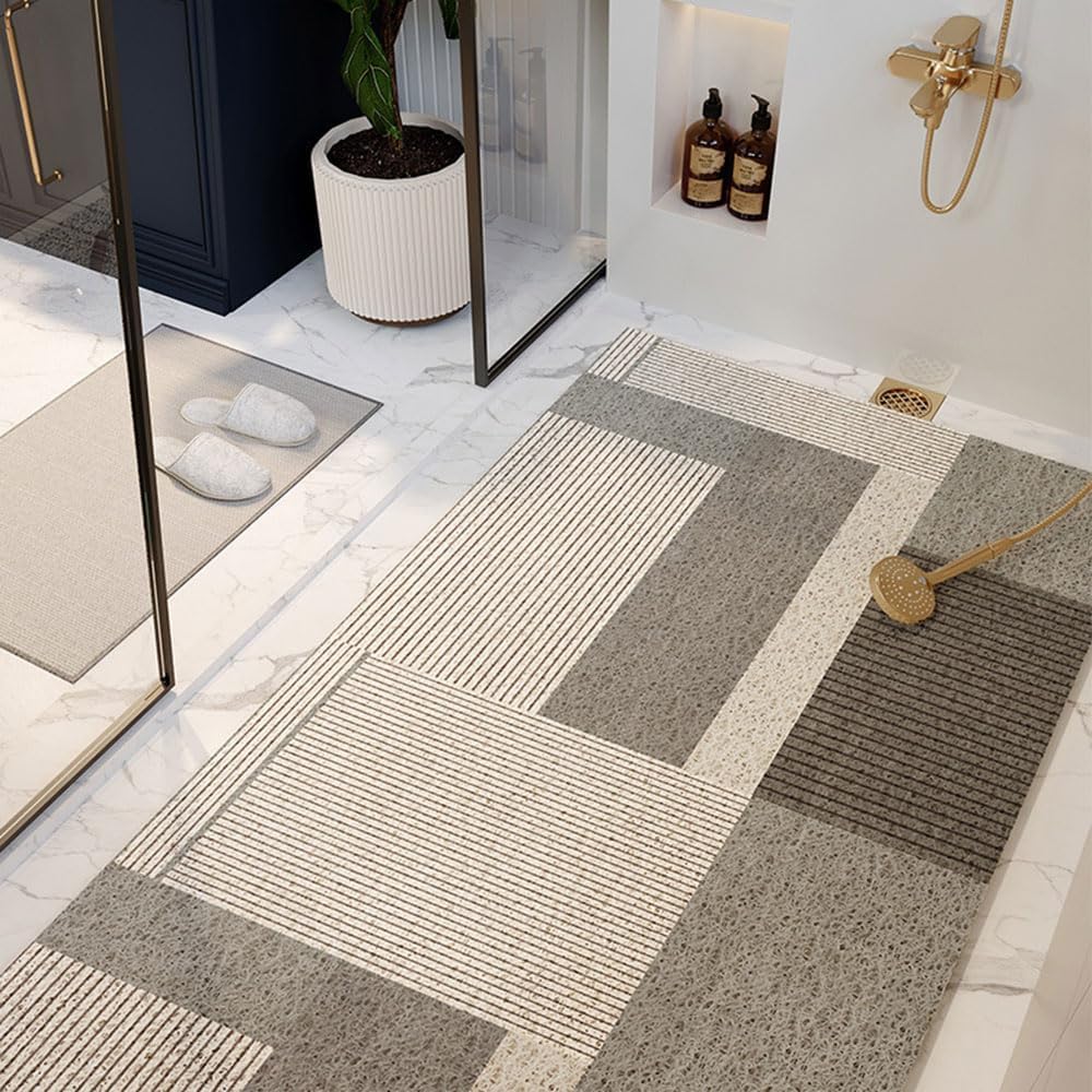 SSDDLZEQ High-end PVC Soft Rubber Loofah Shower Mat(Grey,60x90cm)