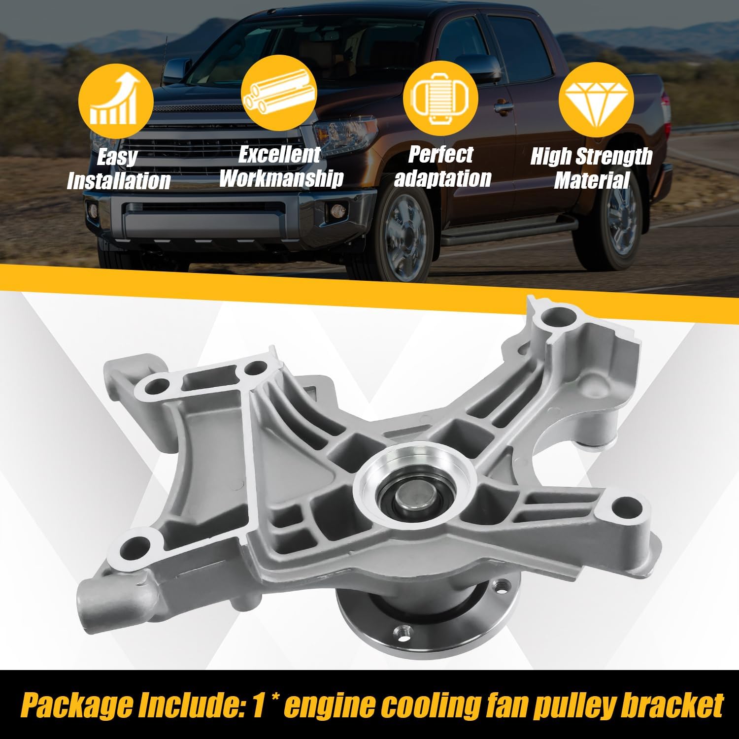 Engine Cooling Fan Pulley Bracket Compatible with Toyota 4Runner Sequoia Tundra Land Cruiser 1998-2009 Compatible with Lexus GX470 LS400 LX470 1995-2009 4.0L 4.7L V8 Replaces 300-804 16307-50012