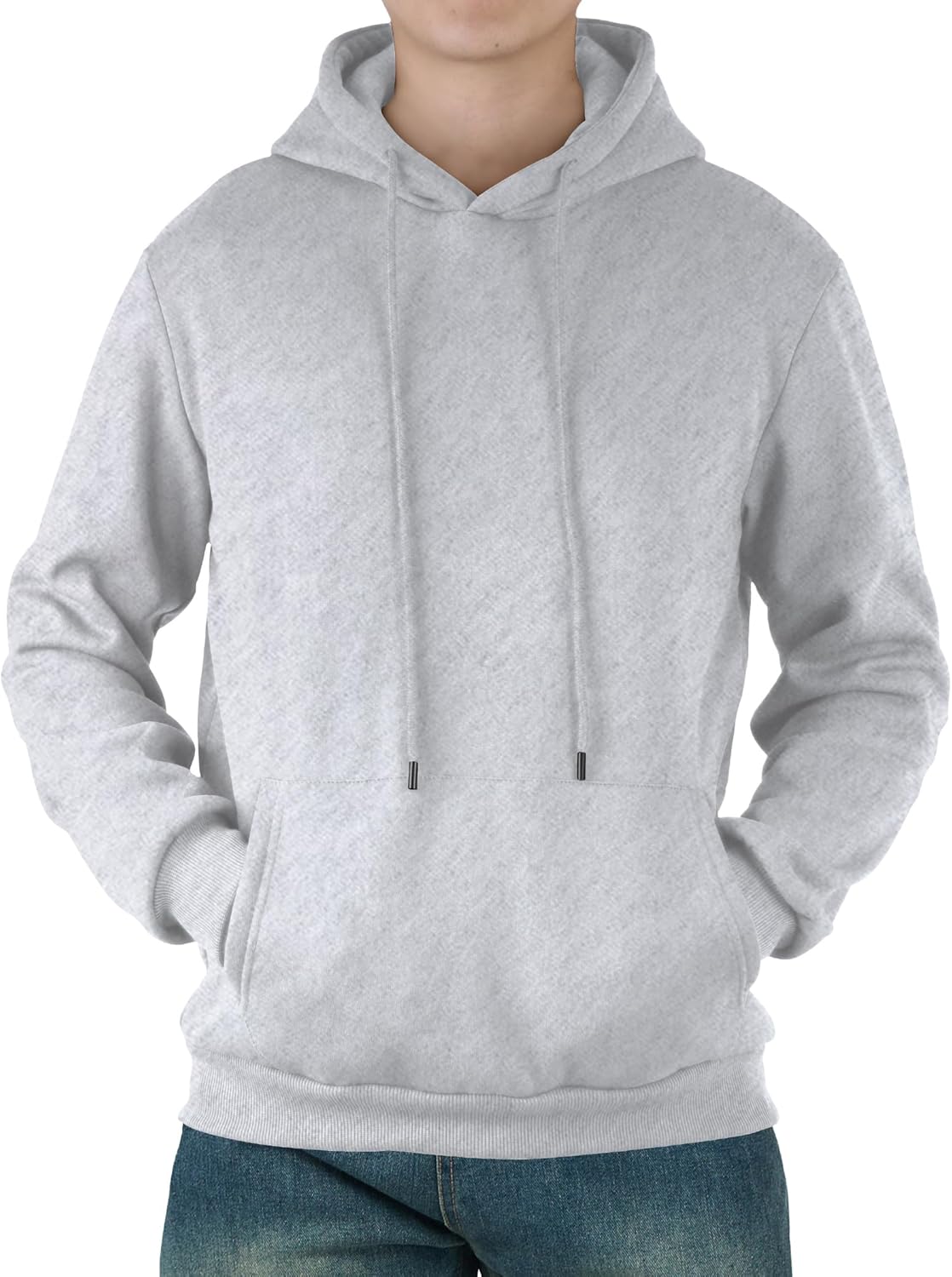 Mens Hooded Sweatshirt Casual Long Sleeve Fleece Hoodies Drawstring Workout Pullover with Kanga Pocket - Image 2