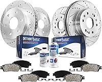 Detroit Axle Drilled Slotted Brake Kit for Chevy Silverado 1500 Sierra 1500 Tahoe Yukon - 12.99" Front 13.58" Rear Rotors + Ceramic Pads