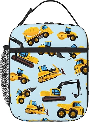 Miniatura 2 de VIELEGELD Bolsa de almuerzo con diseño de camiones, reutilizable, aislada, de gran capacidad, para niños, mujeres, hombres, bolsa refrigeradora,