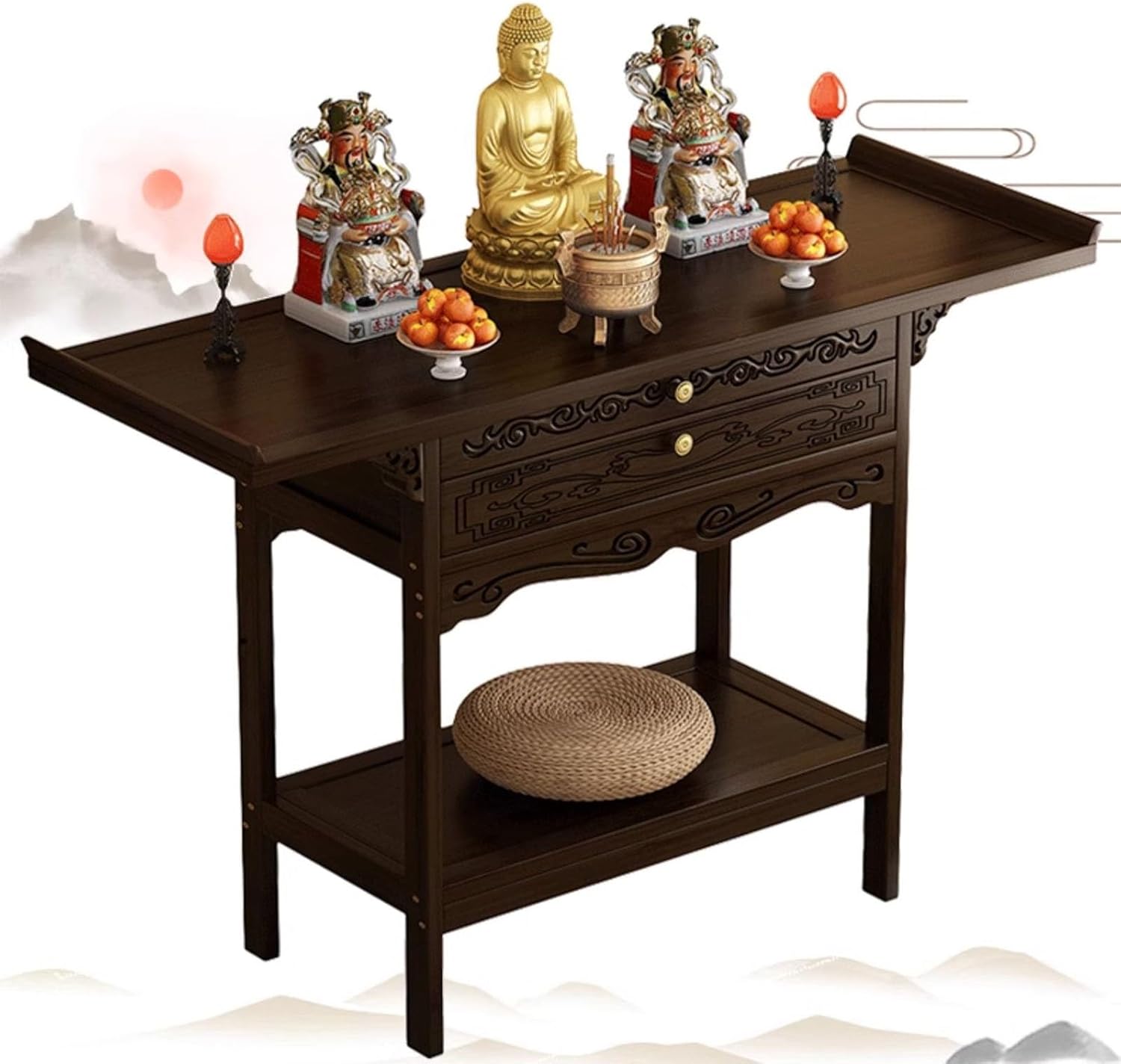 Altar Table Shelf Offering Pooja,Meditation Shrine Altar,Suitable for Temples and Families
