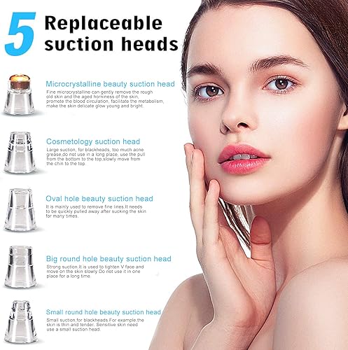 Miniatura 4 de Aspirador removedor de puntos negros, limpiador de poros facial mejorado, aspiradora eléctrica de poros USB con 5 sondas, herramienta de succión de